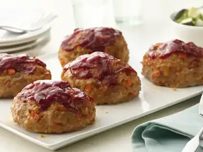 Individual Harissa Turkey Meatloaves with Pickled Cucumber