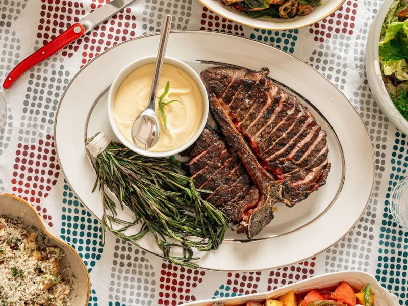 Grilled Dry Aged Porterhouse Steak with Classic Bearnaise Sauce