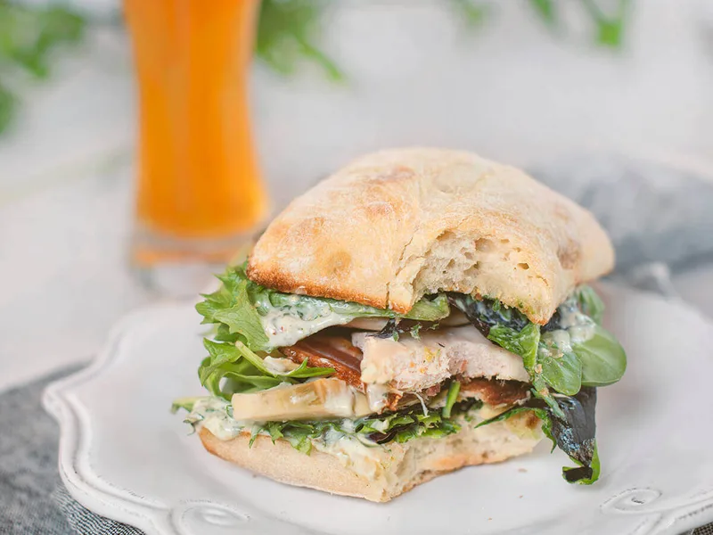 Ina Garten Roasted Chicken Caesar Club Sandwich with Pancetta