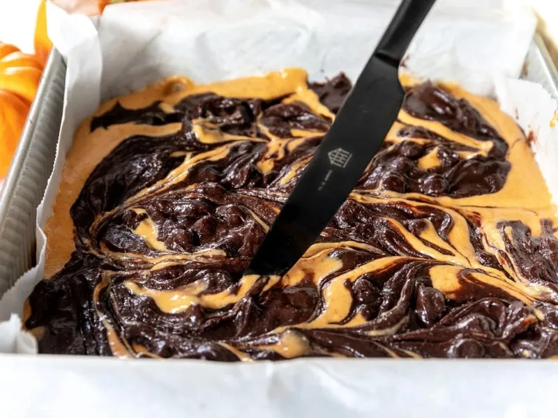 Keto Pumpkin Swirl Instant Pot Brownies