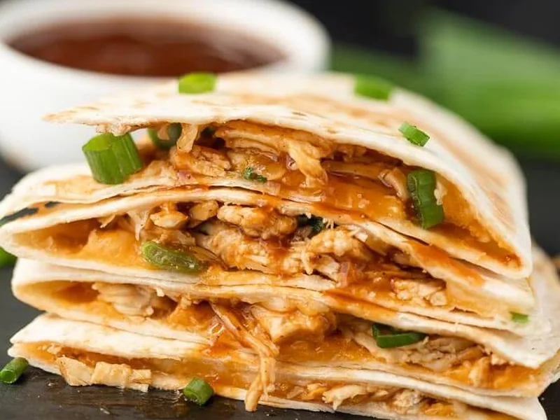 BBQ Chicken Quesadillas with Monterey Jack and Cheddar