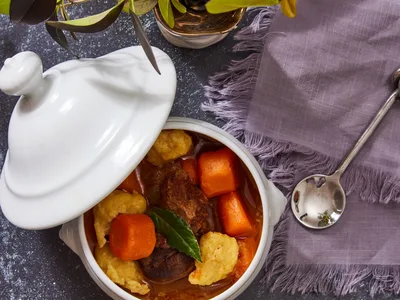 Hungarian Goulash with Sourdough Nokerlach Dumplings