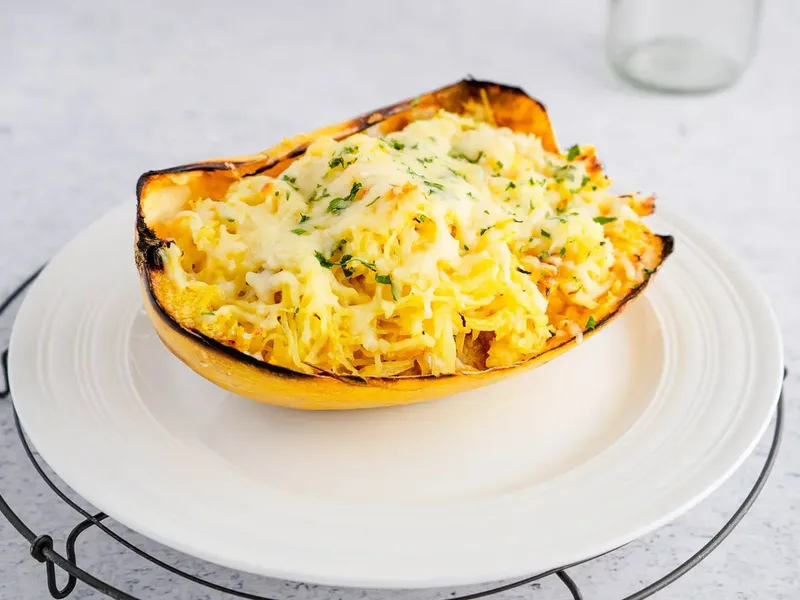 Roasted Cheesy Spaghetti Squash Boats Low Carb