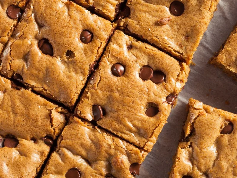 Light Chocolate Chip Blondies with Reduced Butter