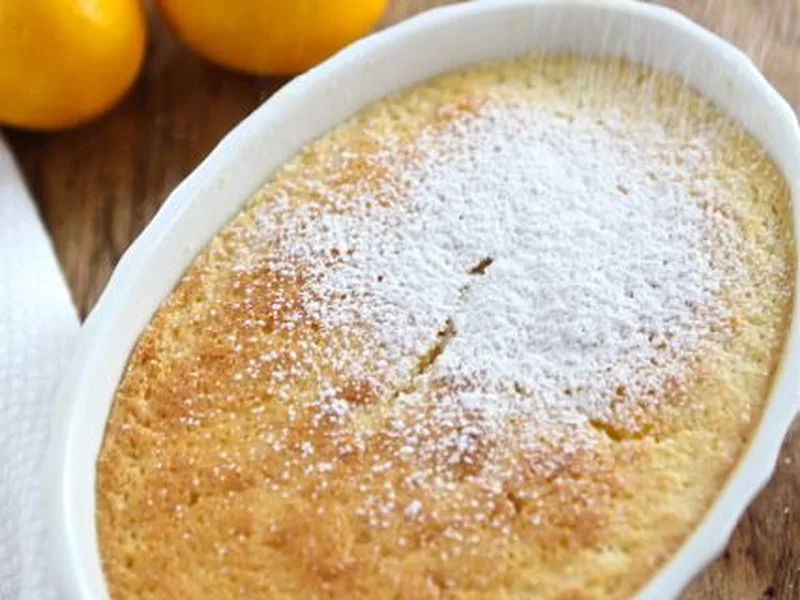 Meyer Lemon Pudding Cake with Custard Layer