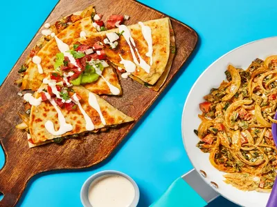 One-Pan Poblano and Pepper Jack Quesadillas with Fresh Salsa
