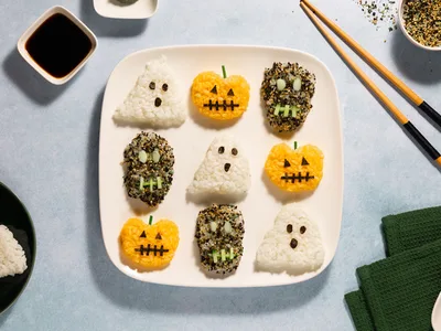 Halloween Onigiri: Pumpkin, Ghost & Skull Rice Balls
