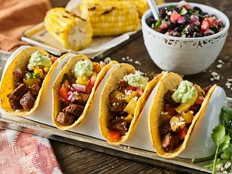 Ancho Beef Street Tacos with Pineapple Salsa