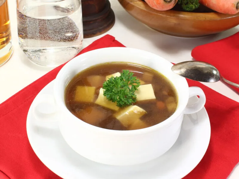 Homemade Beef Consomme with Raft Clarification