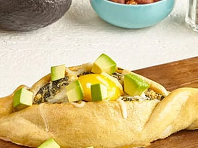 Avocado Spinach Khachapuri - Georgian Cheese Bread with Herbs