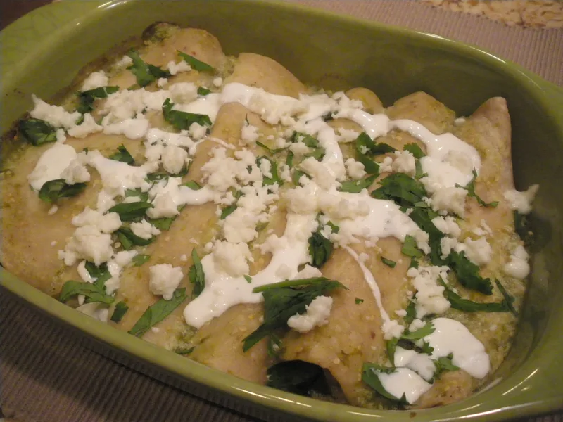 Green Jalapeno Tomatillo Chicken Enchiladas