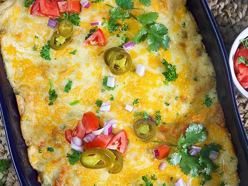 Sour Cream Chicken Enchiladas with Homemade Green Chile Sauce