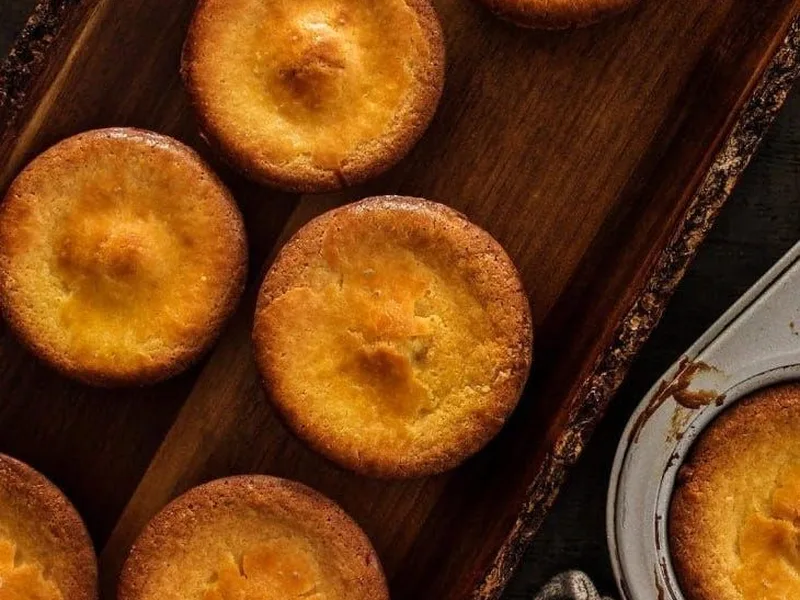 Mini Coconut Butter Mochi Cakes with Chewy Center