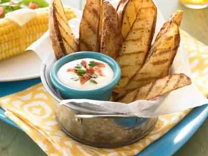 Grilled Cottage Fries with Bacon Cheese Dip
