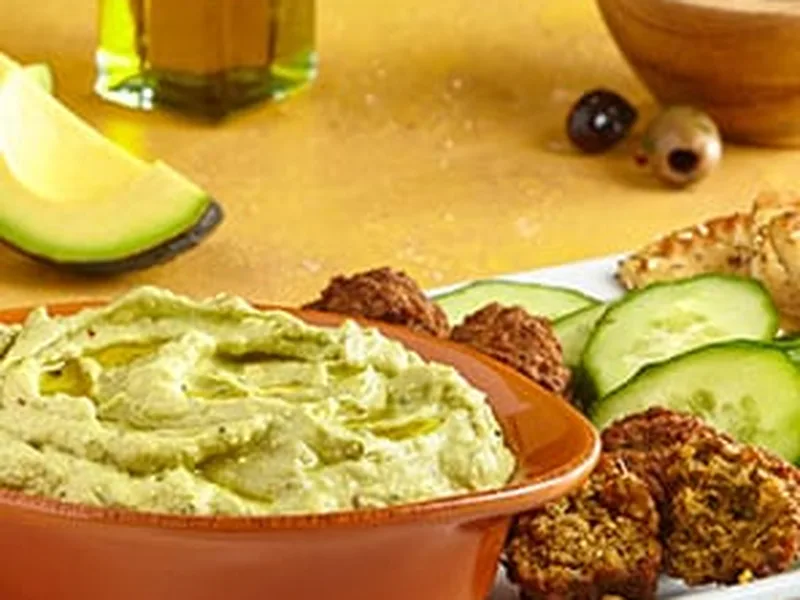 Mediterranean Mezze with Roasted Garlic Tahini Guacamole