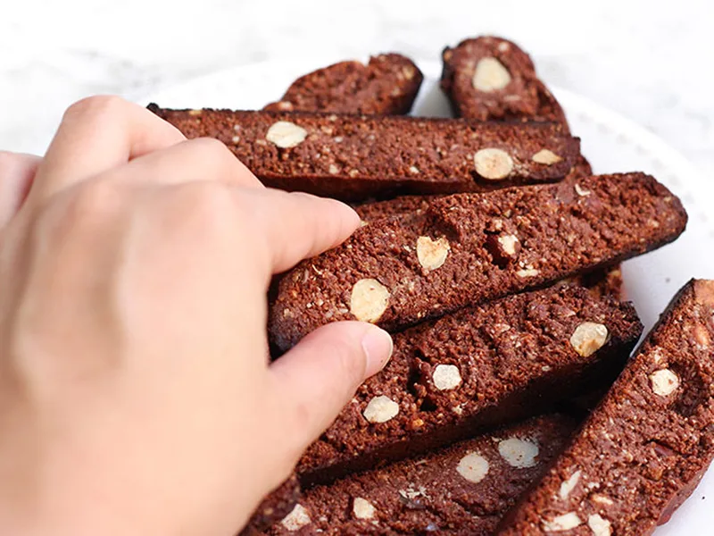 Gluten-Free Chocolate Hazelnut Biscotti with Almond Meal