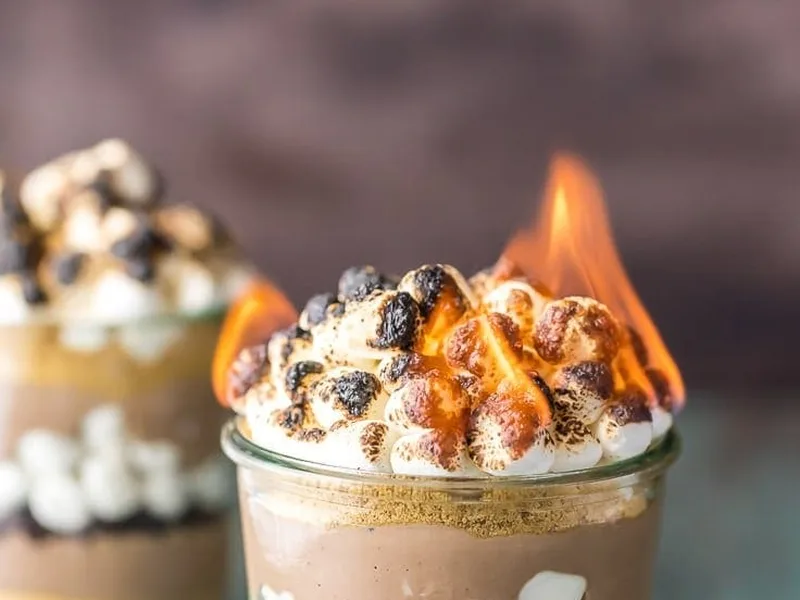 S'mores Breakfast Yogurt Parfait with Toasted Marshmallows