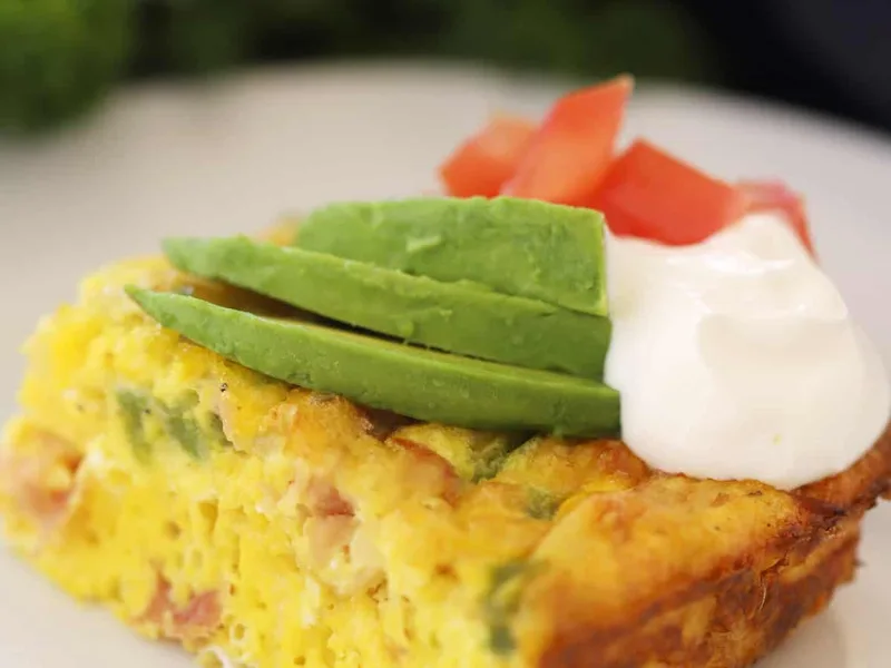 Baked Denver Omelet with Ham, Cheese, and Bell Peppers