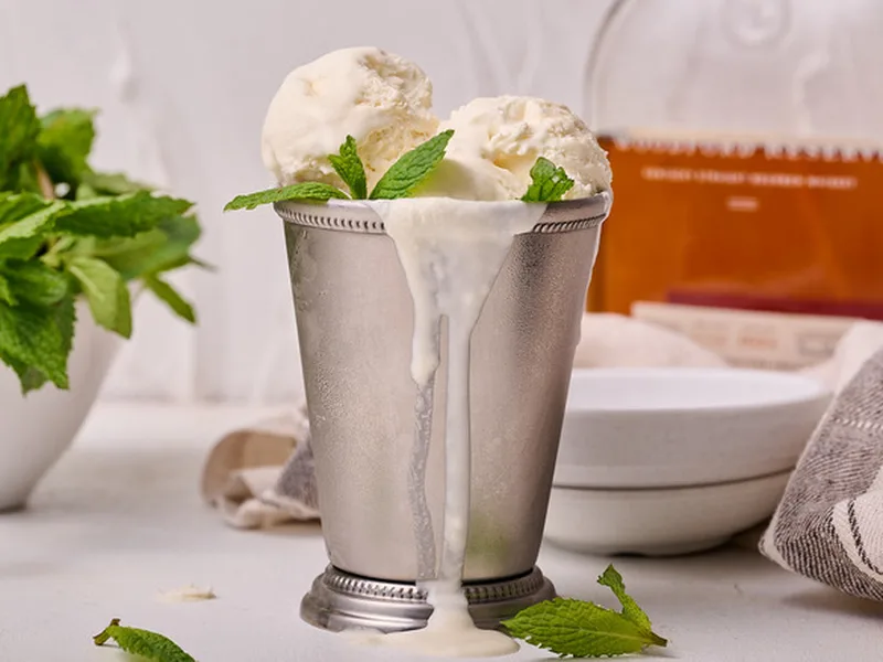 No-Churn Mint Julep Ice Cream with Bourbon