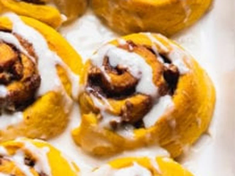 Vegan Pumpkin Cinnamon Rolls with Cream Cheese Frosting