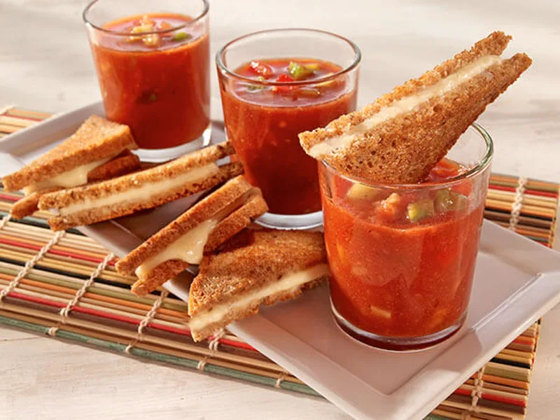 Gazpacho Shooters with Mini Grilled Cheese