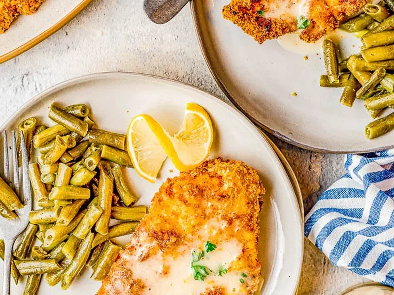 Air Fryer Breaded Chicken Breasts with Lemon
