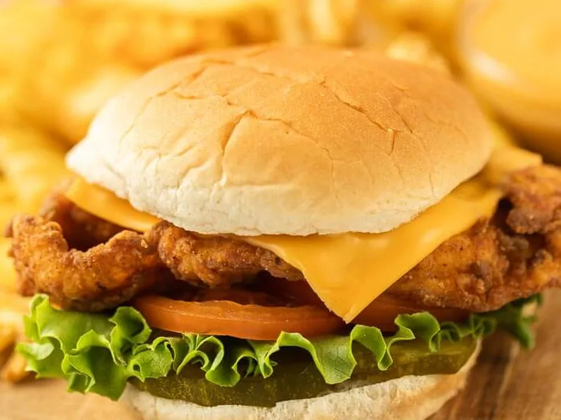 Crispy Fried Chicken Deluxe Sandwich with Pickle Brine