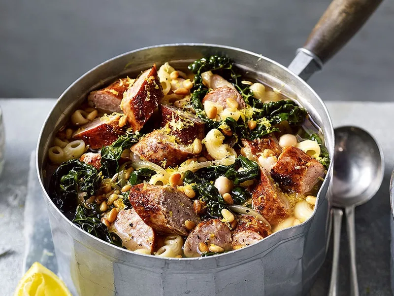 Sausage and Cavolo Nero Soup with Pasta