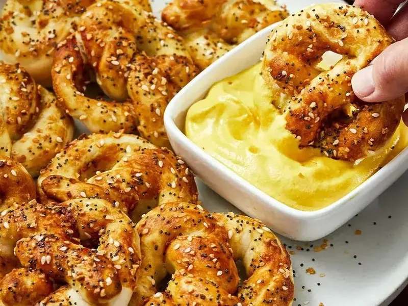 Everything Bagel Soft Pretzels with Boiled Dough