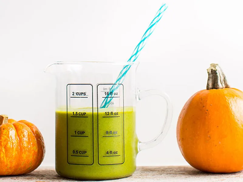 Pumpkin Pie Spiced Green Smoothie with Protein Powder