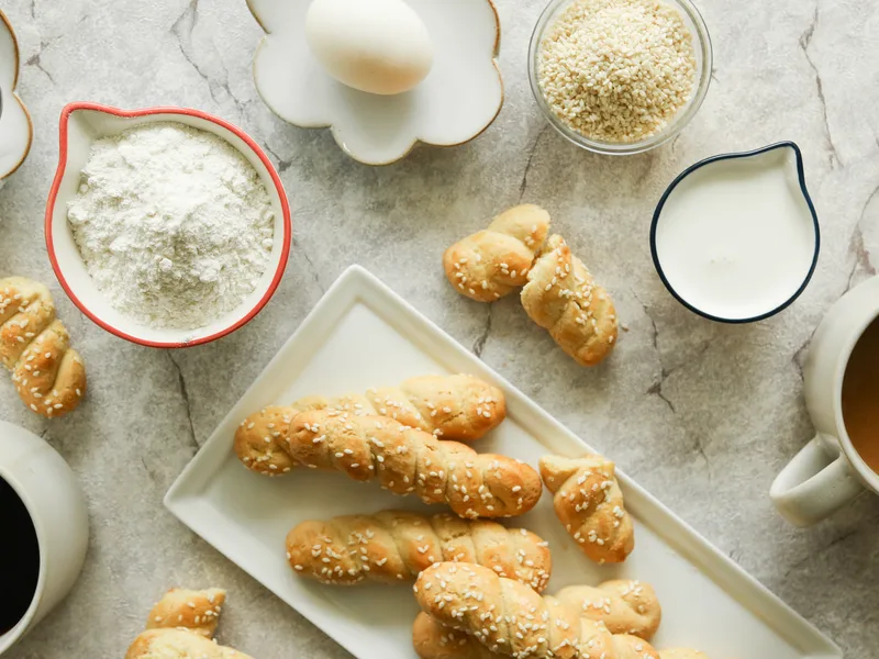 Traditional Greek Easter Cookies with Sesame Seeds (Koulourakia)