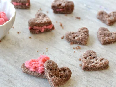 Chocolate Wafer Hearts with Raspberry Cream