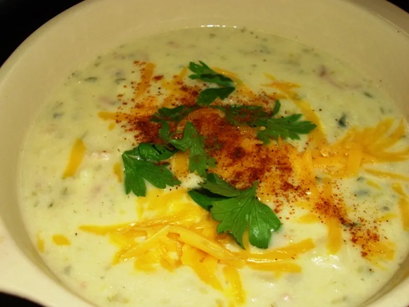 Creamy Potato Soup with Bacon and Cheddar