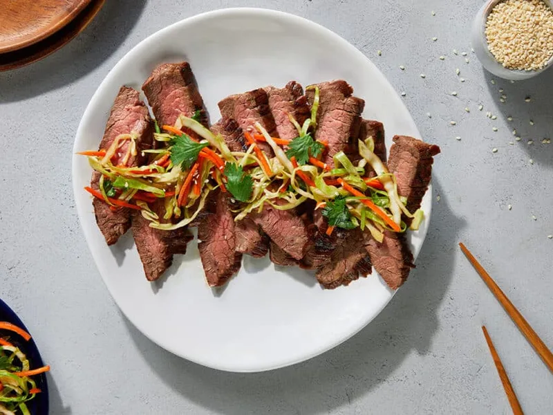 Soy-Glazed Flank Steak with Asian Slaw