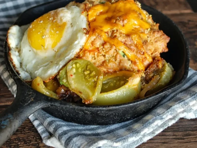 Green Tomato Cobbler with Sharp Cheddar Drop Biscuits