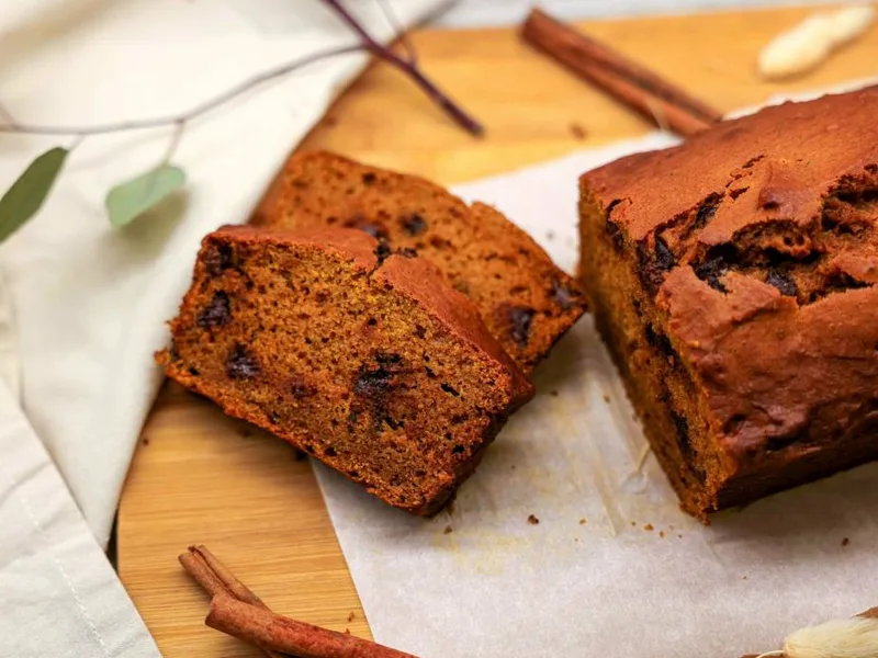 Pumpkin Chocolate Chip Loaf with Warm Spices and Orange