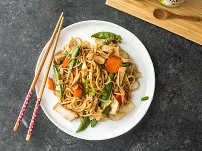 Leftover Char Siu Lo Mein with Vegetables