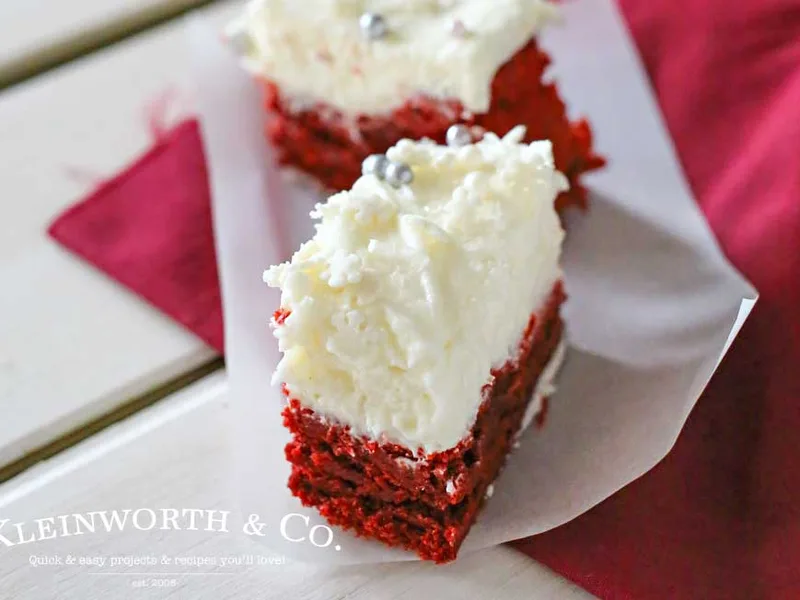 Frostbitten Red Velvet Brownies with Cream Cheese Frosting