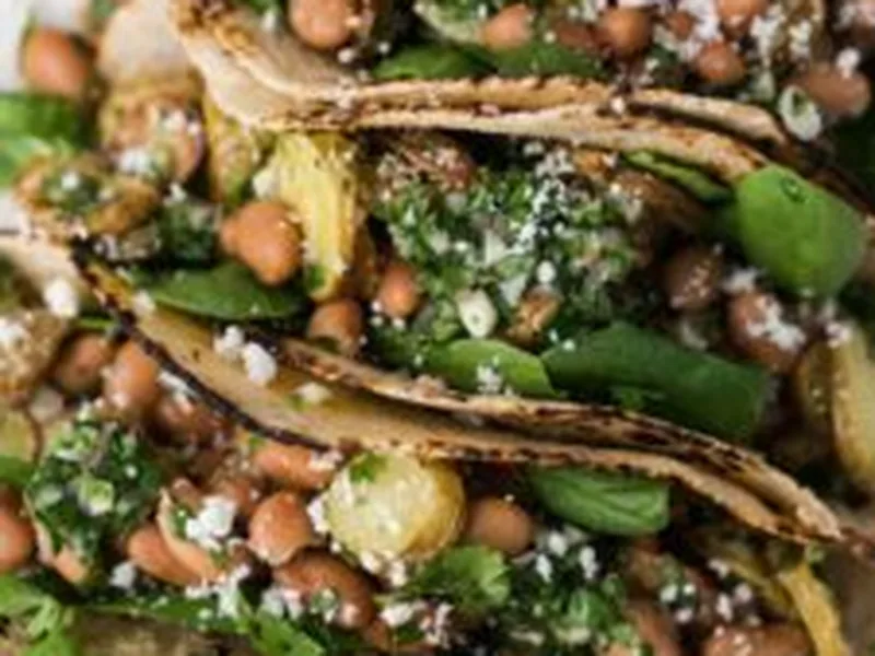Roasted Potato and Pinto Bean Tacos with Chimichurri