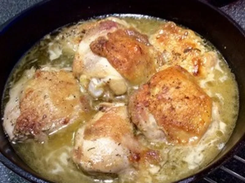 French-Style Lemony Garlic Chicken Thighs