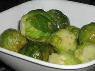 Steamed Brussels Sprouts With Lemon Mustard Sauce