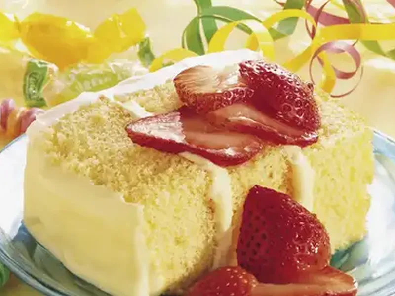 Strawberry Topped Lemon Cream Cheese Layer Cake