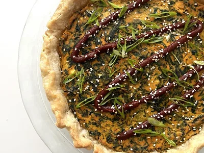 Vegan Spinach Tofu Quiche with Gochujang