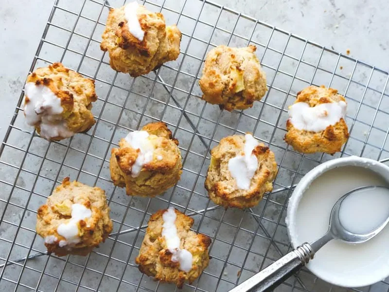 Baked Apple Fritter Bites with Coconut Butter Drizzle