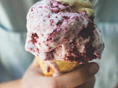 Red Velvet Cake Gelato with Cream Cheese
