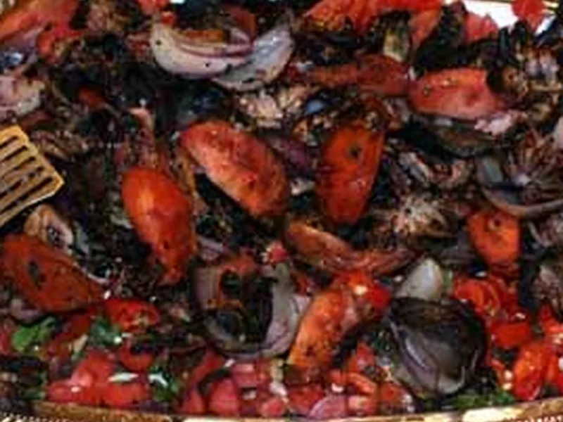 Grilled Octopus Veracruz Style with Tomato Caper Relish