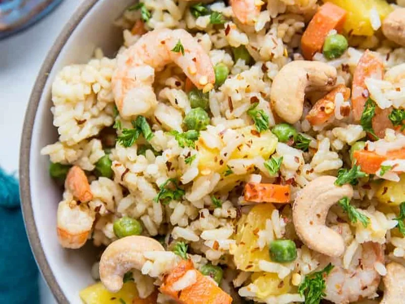 Thai Pineapple Fried Rice with Shrimp and Curry Paste