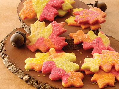 Fall Leaf Sugar Cookies with Marbled Gel Color