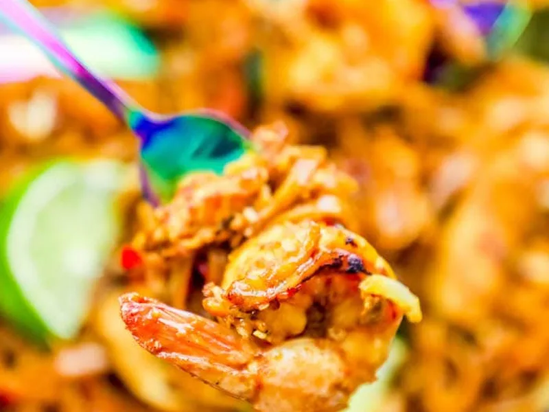 Easy Chicken and Shrimp Pad Thai with Peanuts