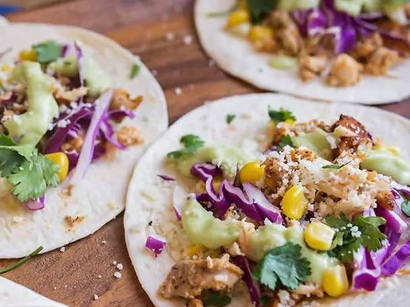 Baked Halibut Street Tacos with Lime Avocado Drizzle